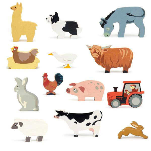 Tender Leaf Toys | Wooden Animals Set - Farm Animals (13PCS) - Alex and Moo