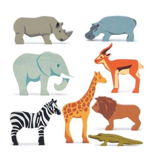 Tender Leaf Toys | Wooden Animals Set - Safari (8PCS) - Alex and Moo