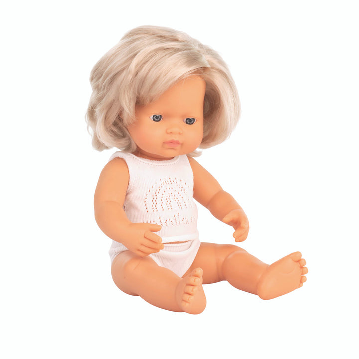 Miniland | 38cm Anatomically Correct Caucasian Doll with Blonde Hair - Boxed