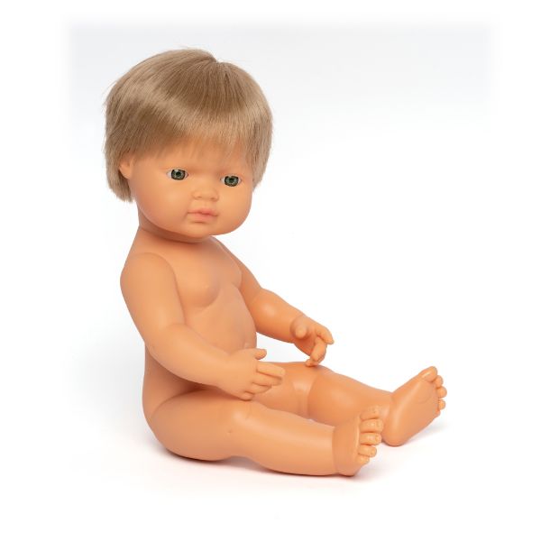 Miniland | 38cm Anatomically Correct Caucasian Doll with Dark Blond Hair - Boxed