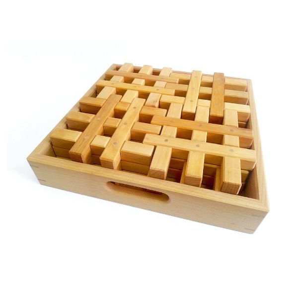 Bauspiel | Natural Grid Blocks - 12 Blocks