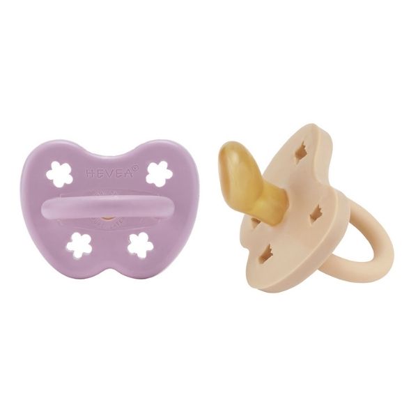 Hevea | 2-pack Pacifier (3-36 months) - Light Orchid & Sandy Nude