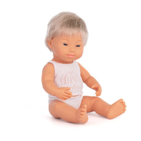 Miniland | 38cm Anatomically Correct Caucasian Blond Doll with Down Syndrome - Boxed