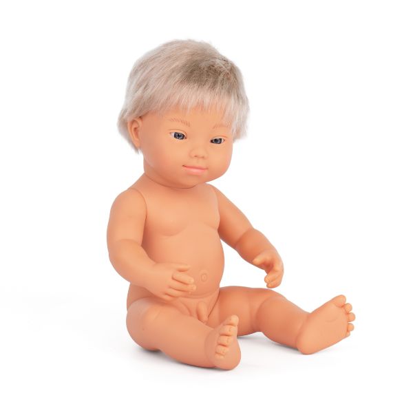 Miniland | 38cm Anatomically Correct Caucasian Blond Doll with Down Syndrome - Boxed