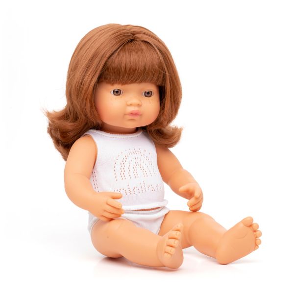 Miniland | 38cm Anatomically Correct Caucasian Doll with Red Hair - Boxed