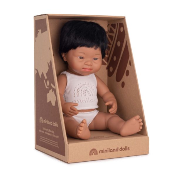 Miniland | 38cm Anatomically Correct Latin American Doll with Down Syndrome - Boxed