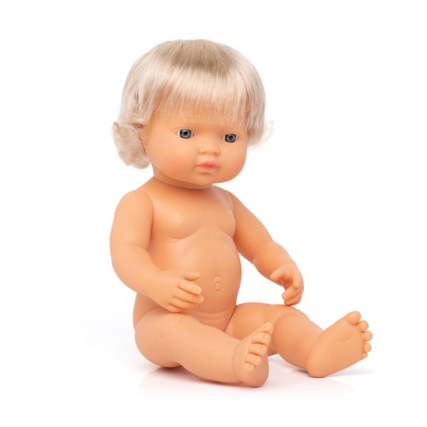 Miniland | 38cm Anatomically Correct Caucasian Doll with Blond Hair - Boxed