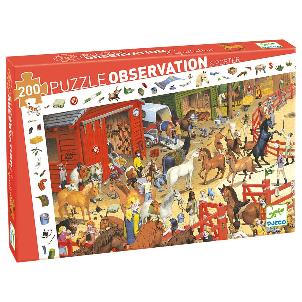 Djeco | 200pc Observation Puzzle - Horse Riding