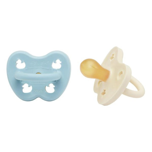 Hevea | 2-pack Pacifier (0-3 months) - Baby Blue & Milky White