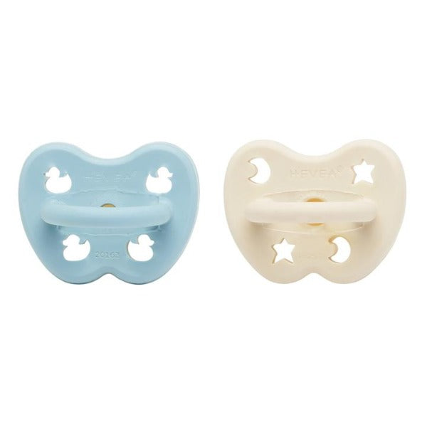 Hevea | 2-pack Pacifier (0-3 months) - Baby Blue & Milky White